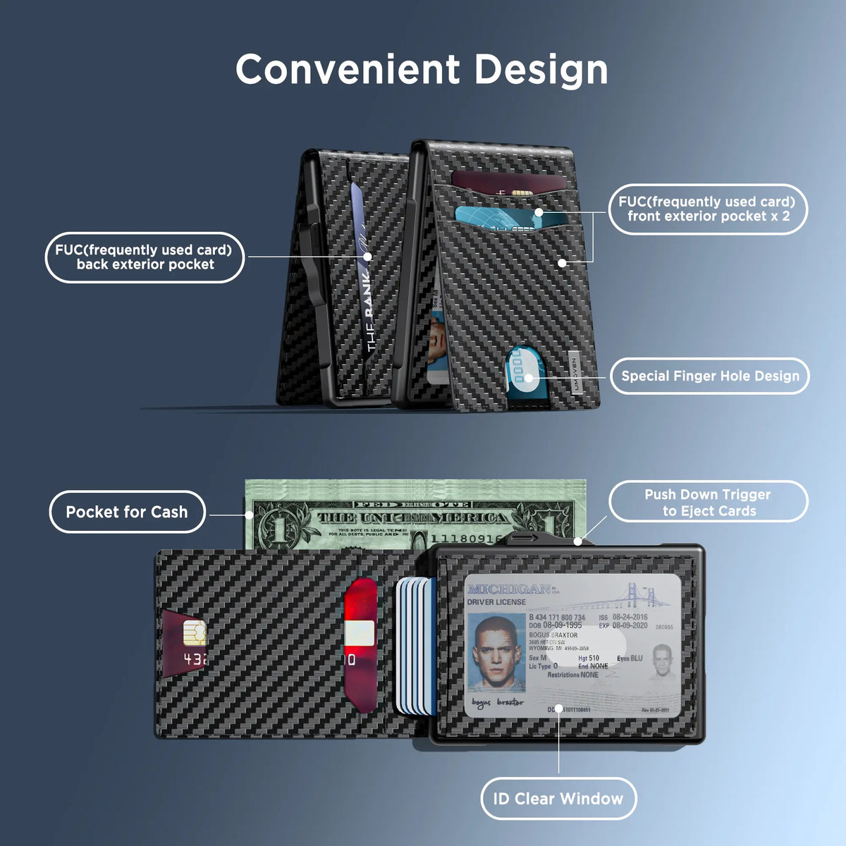 umoven Wallet for Men - Slim RFID Blocking Leather Wallet